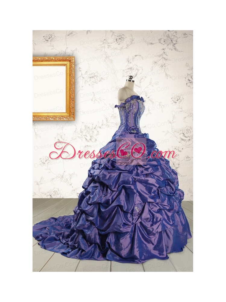 Unique Purple Quinceanera Dress with Brush Train