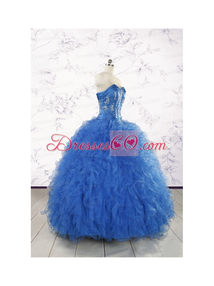 Beautiful Quinceanera Dress in Royal Blue Appliques