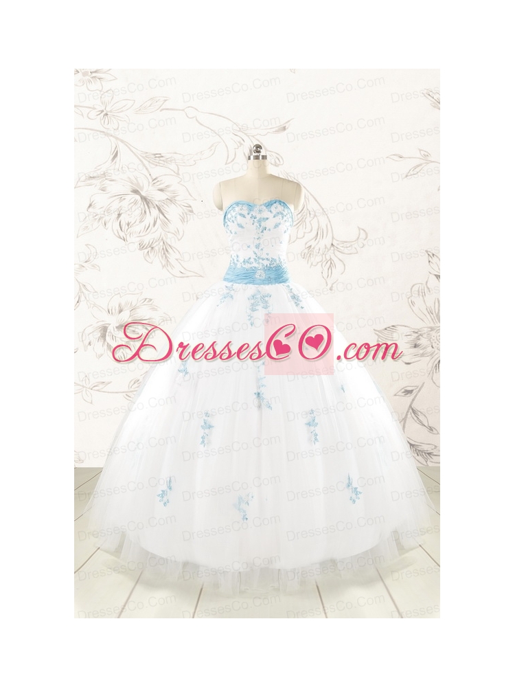 Discount White Quinceanera Dress with Appliques for