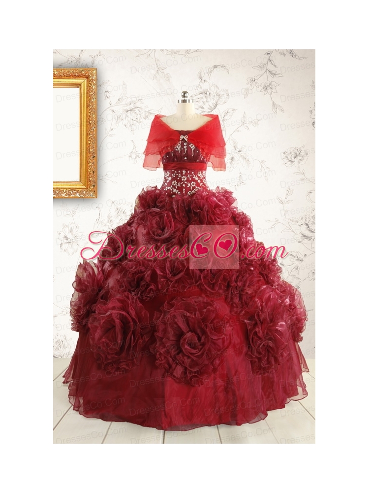 Unique Quinceanera Dress with Hand Made Flowers for
