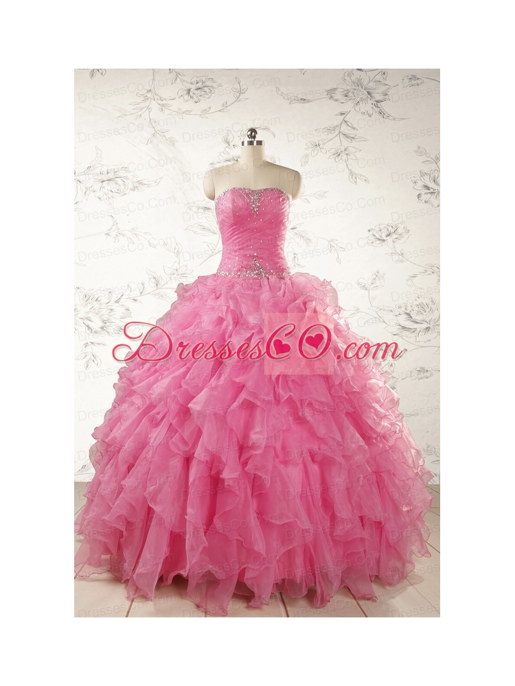 Ball Gown Organza Quinceanera Dress with Beading and Ruffles