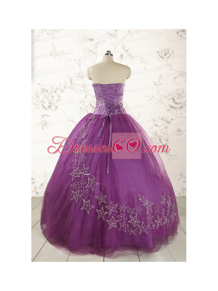 Formal Appliques Purple Quinceanera Dresses