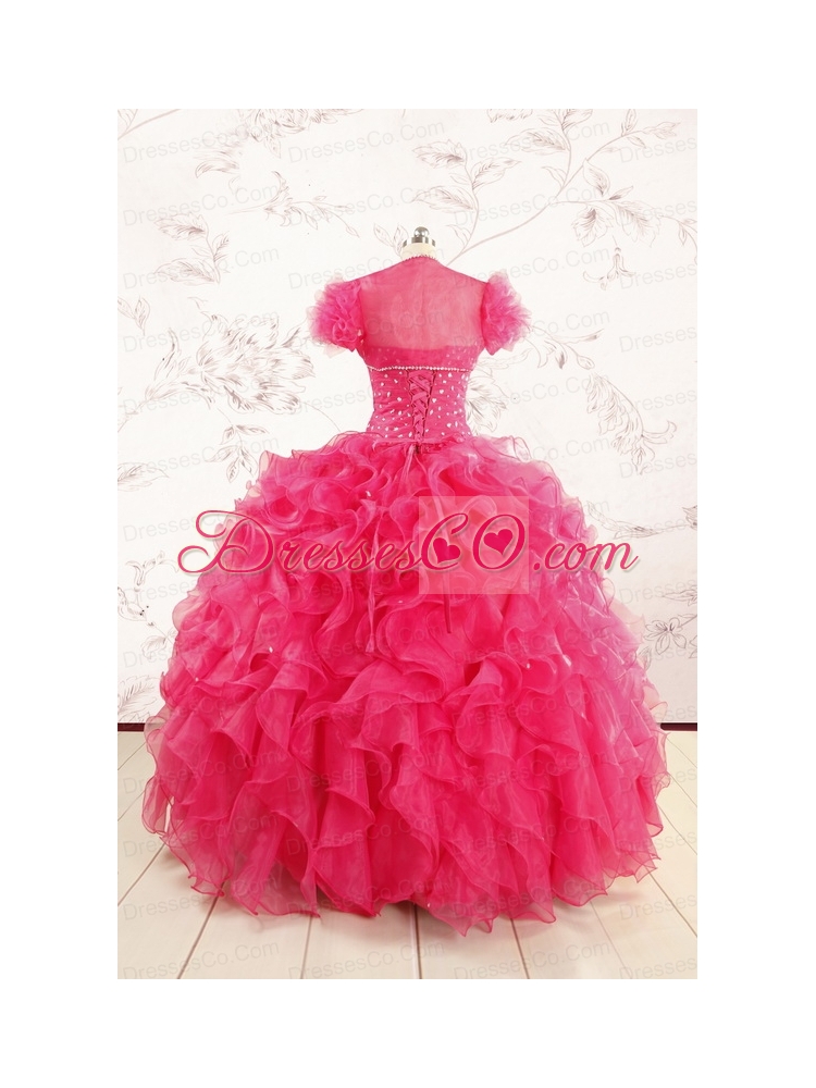 Hot Pink Beading Wonderful Quinceanera Dresses