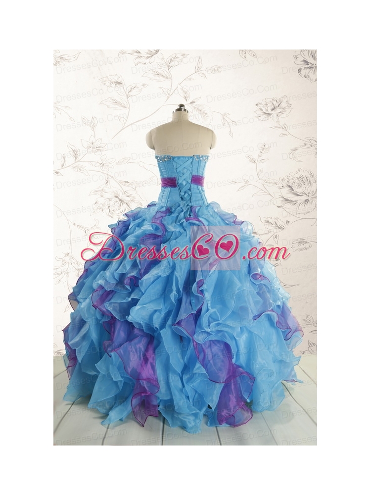 New Style Multi Color Quinceanera Dress with Beading and Ruffles