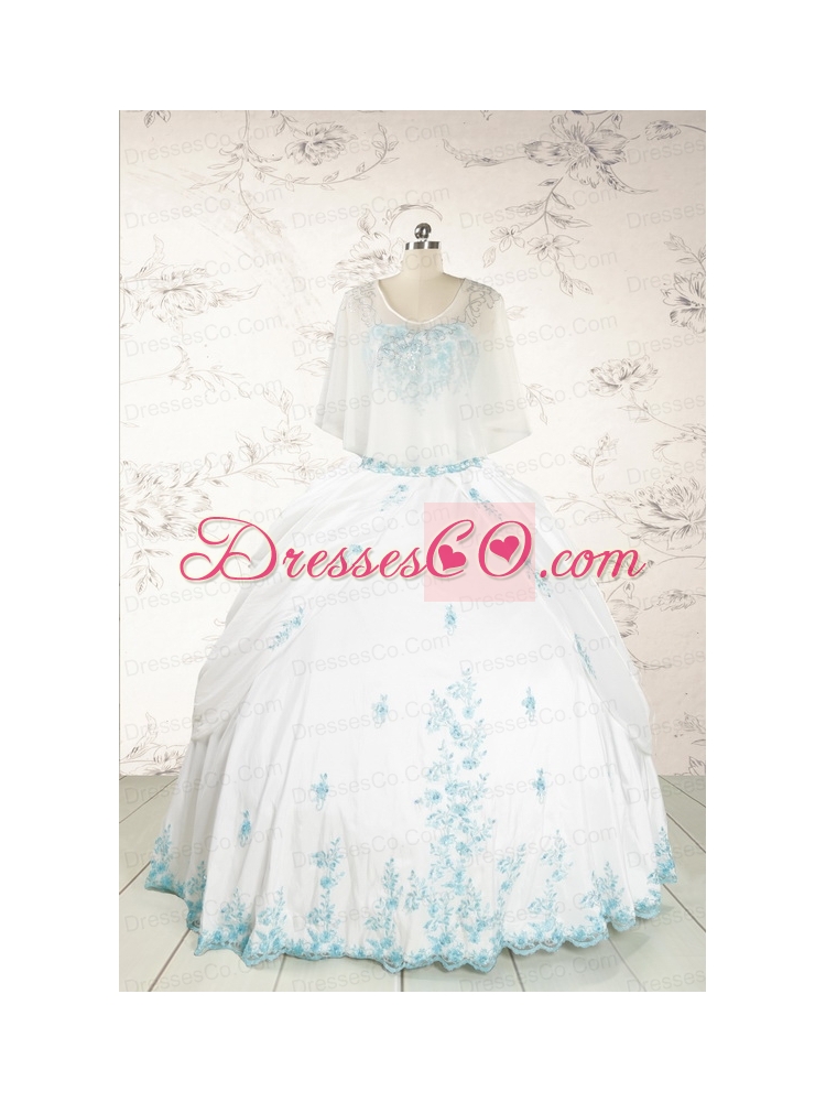 Appliques Pretty Quinceanera Dress in White for
