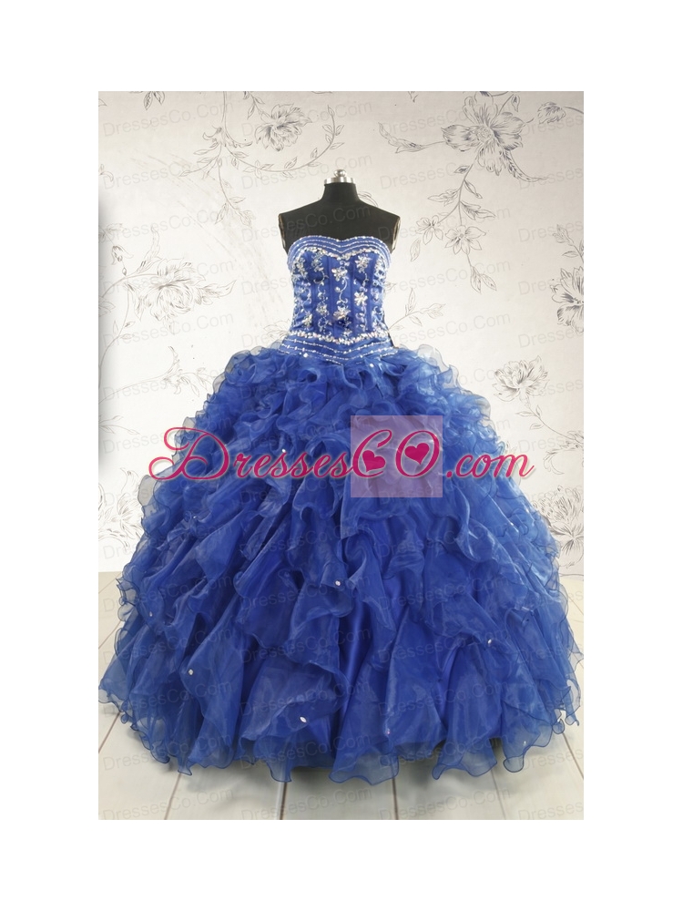 Beautiful Beading and Ruffles Quinceanera Dress in Royal Blue