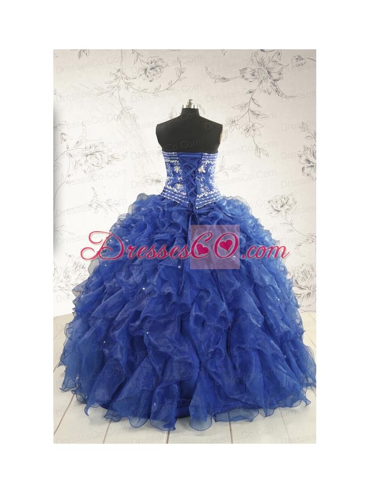 Beautiful Beading and Ruffles Quinceanera Dress in Royal Blue