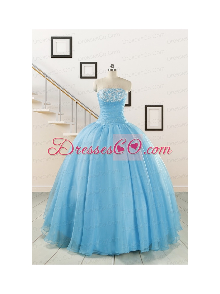 Cheap Strapless Quinceanera Dress with Appliques
