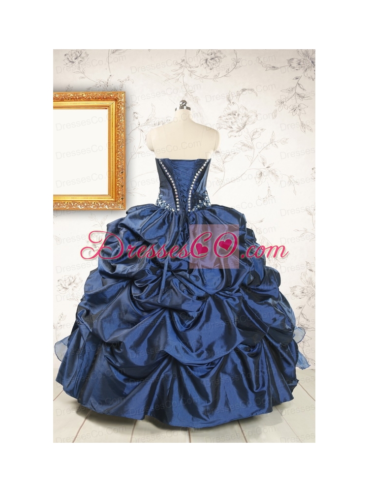 Classical Navy Blue Quinceanera Dress with Beading