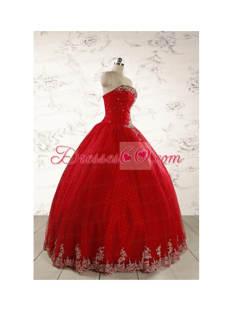 Elegant Red Strapless Quinceanera Dress