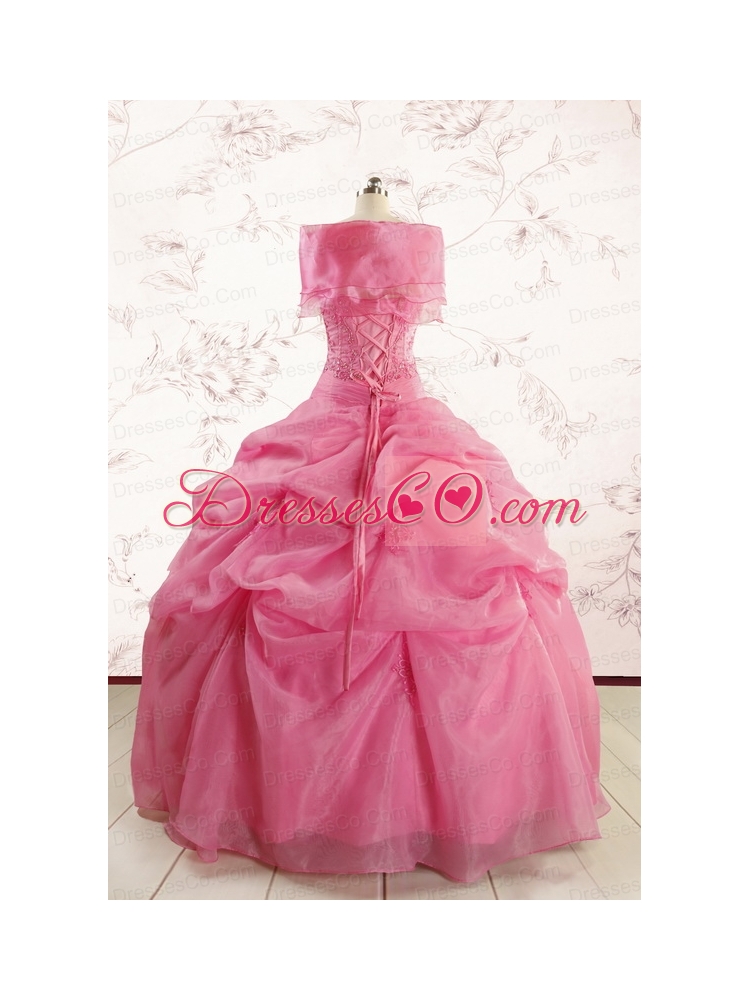 Perfect Rose Pink Quinceanera Gowns with Pick Ups for