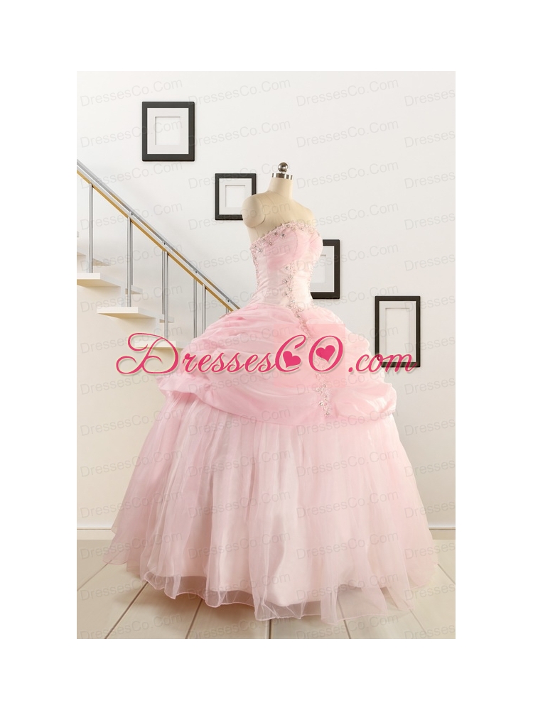 Pretty Strapless Quinceanera Dress with Beading and Pick Ups