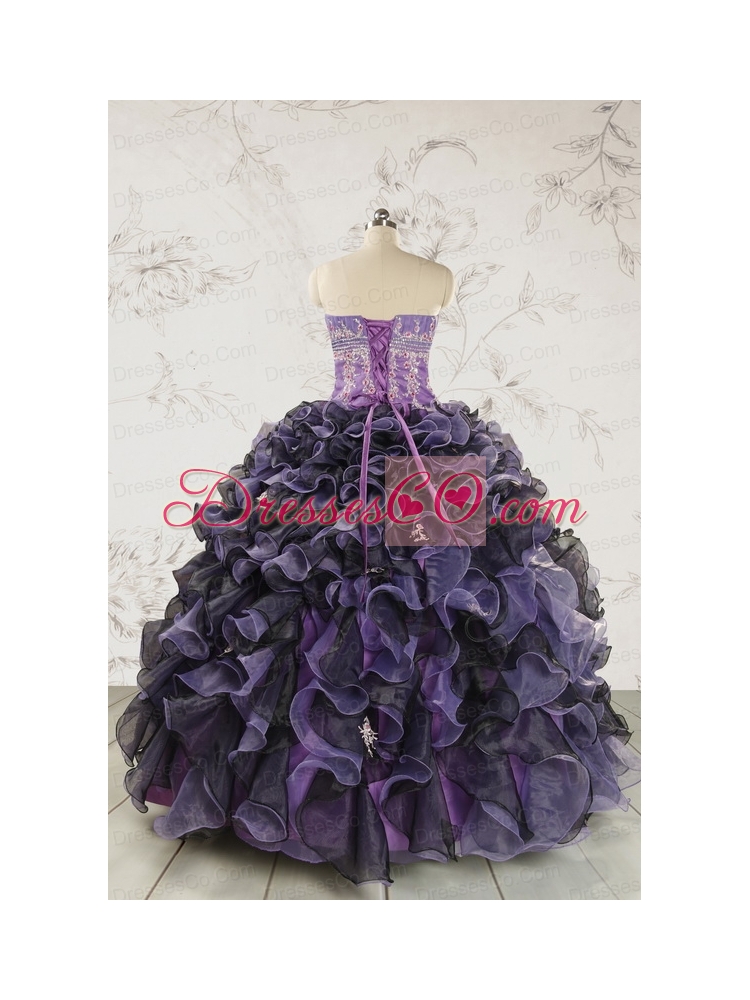 Unique Multi-color Quinceanera Dress with Beading and Ruffles