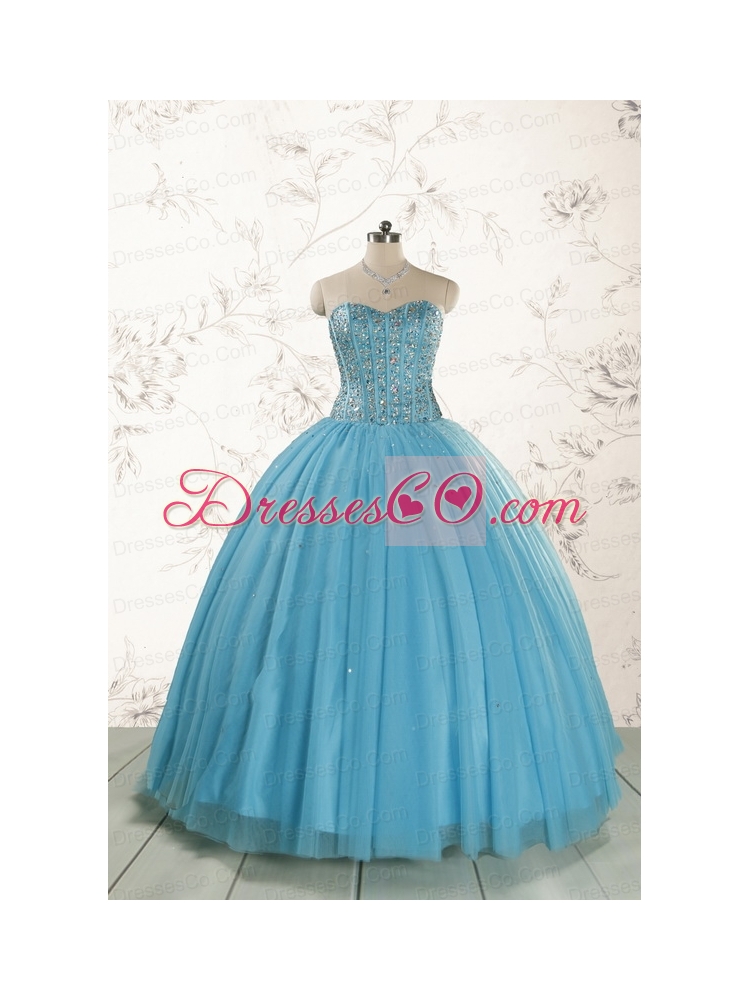 Brand New Style Ball Gown Beading Quinceanera Dress in Baby Blue