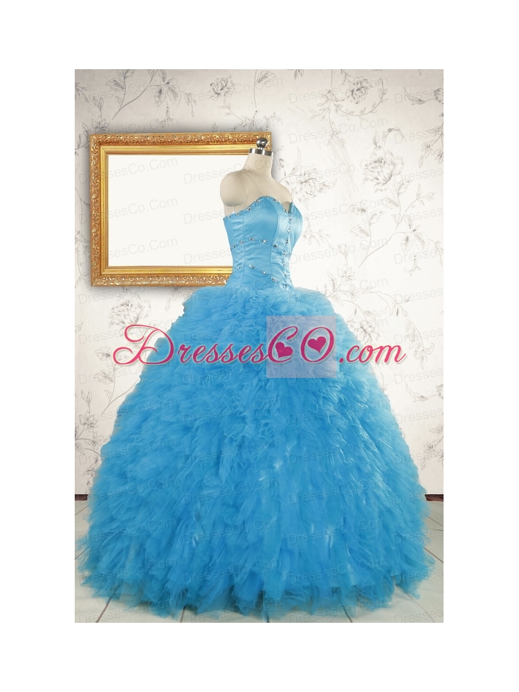 Most Popular Baby Blue Quinceanera Dress with Beading