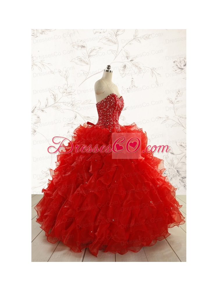 Most Popular Red Quinceanera Dress with Beading