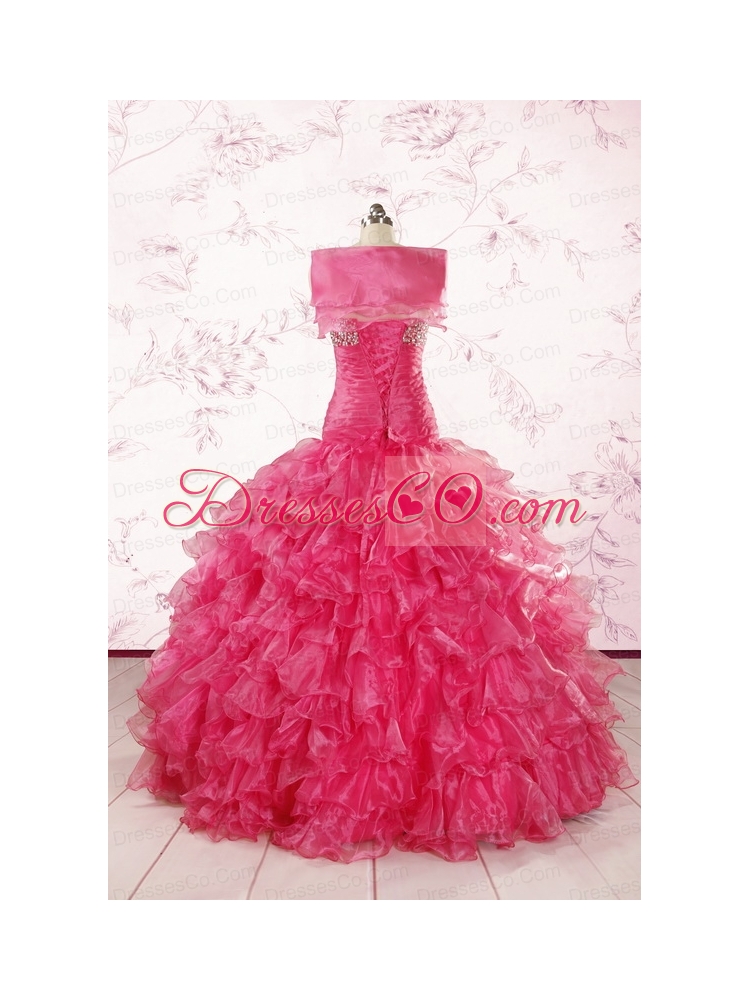 Top Seller Hot Pink Quinceanera Dress with  Ruffles