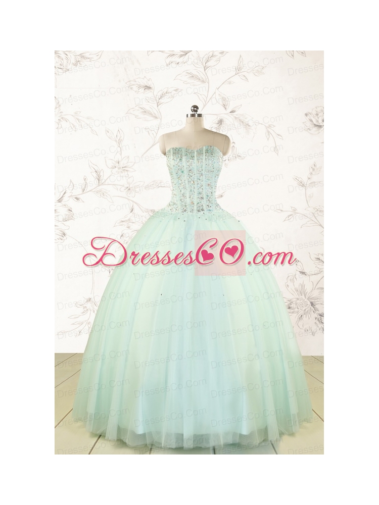 Cheap  Light Blue Sweet 15 Dress with Beading