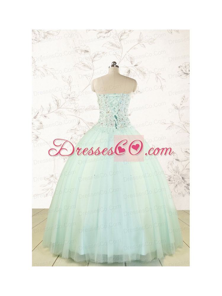Cheap  Light Blue Sweet 15 Dress with Beading