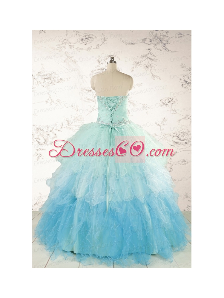 Fashionable Multi-color Quinceanera Dress with Beading and Ruffles