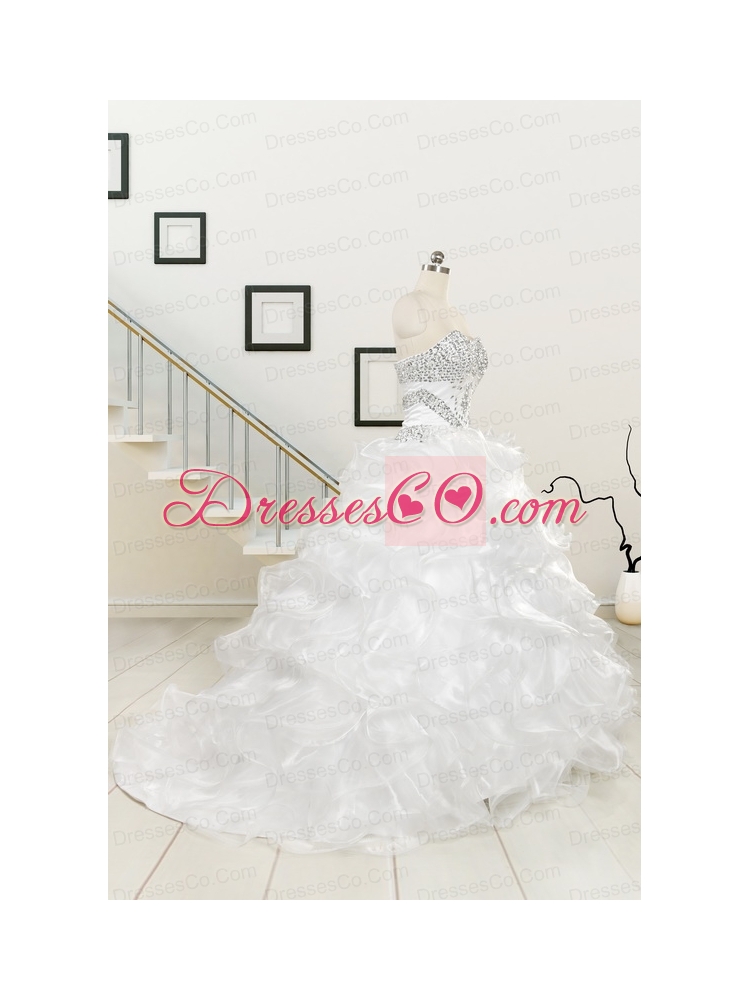 New Sweep Train Beading and Ruffles Quinceanera Dress for