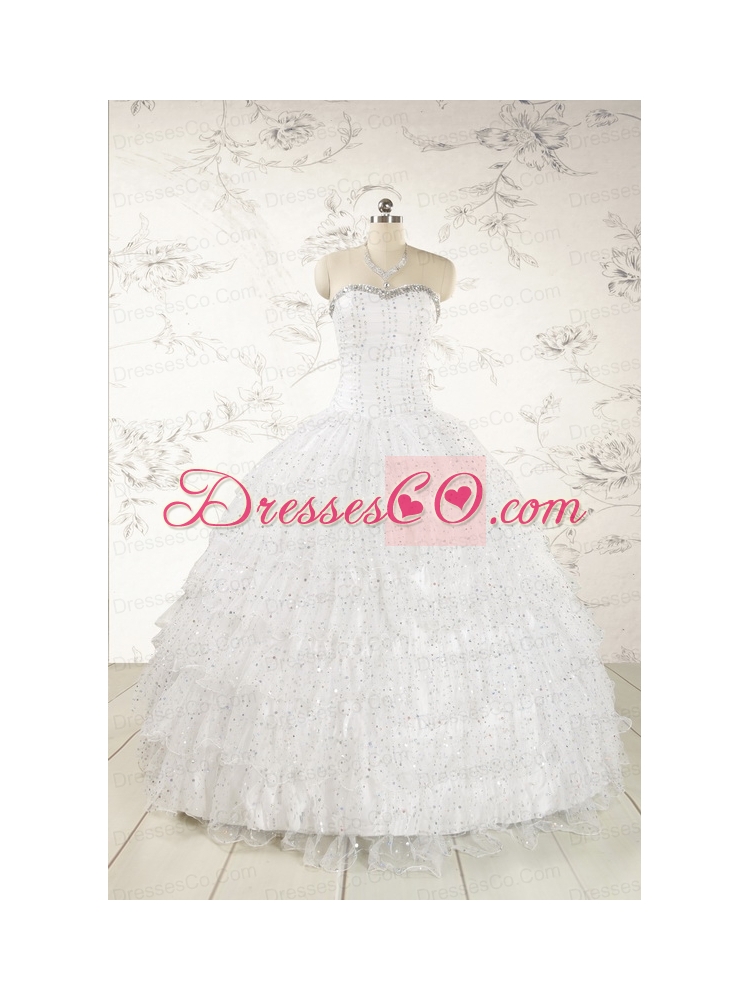 The Most Popular White Sequins Ball Gown Quinceanera Dress