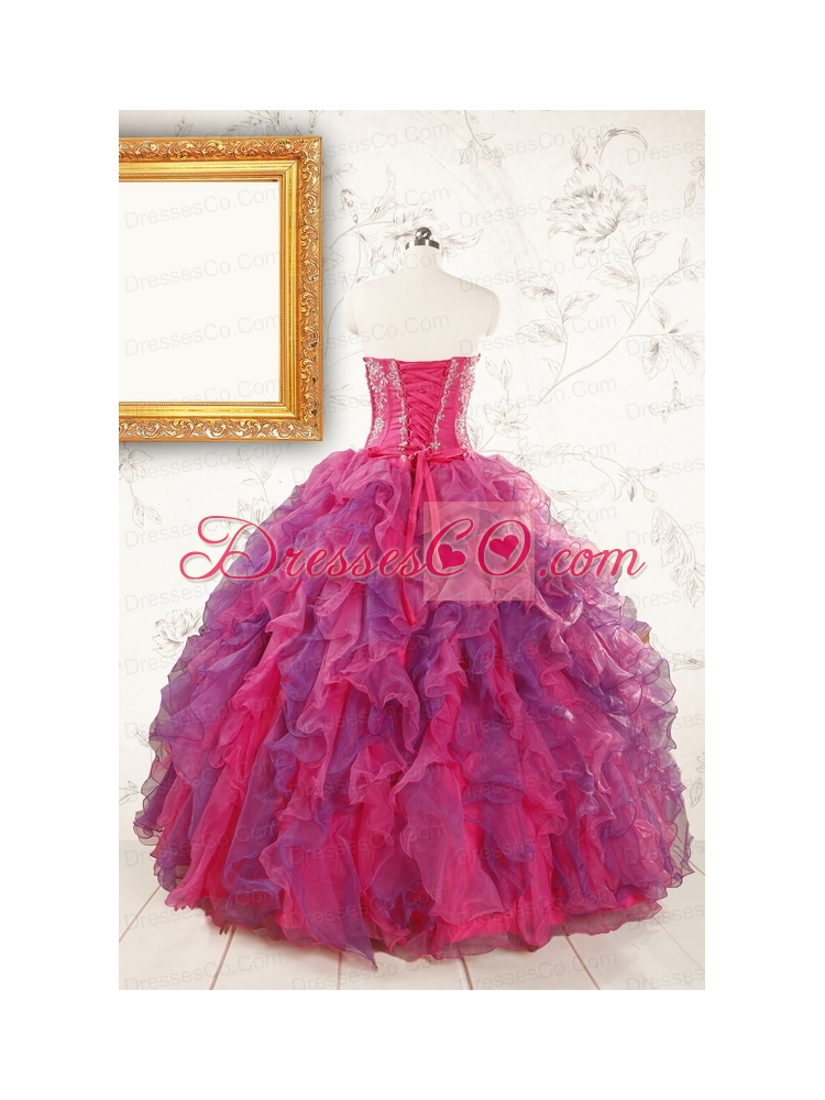 Beautifull Multi Color Quinceanera Dress with Appliques and Ruffles