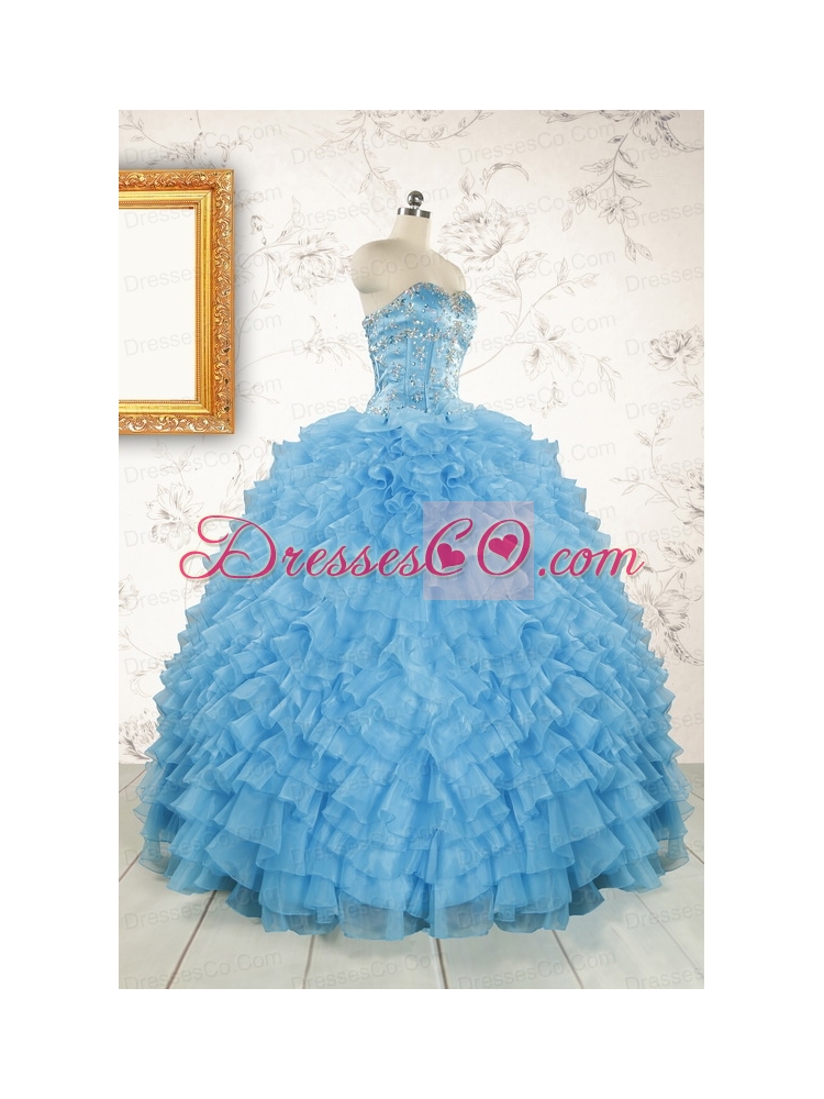 Pretty Baby Blue Sweet 15 Dress with Beading