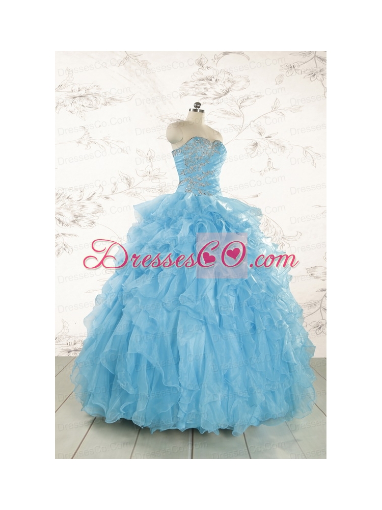 Baby Blue  Prefect Quinceanera Dress with Beading and Ruffles