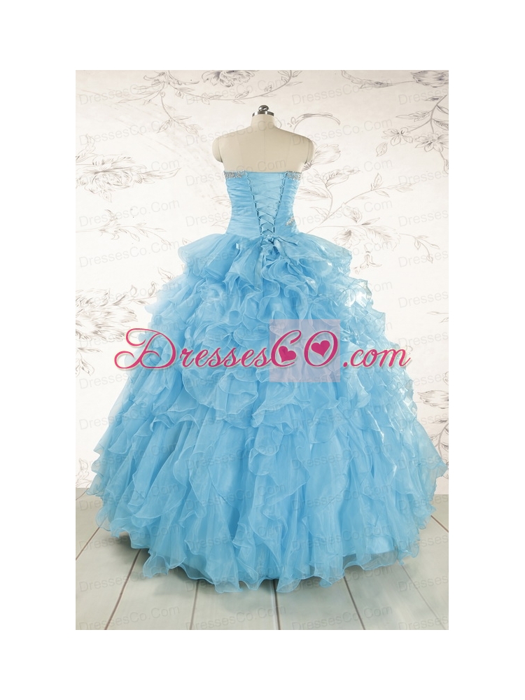Baby Blue  Prefect Quinceanera Dress with Beading and Ruffles