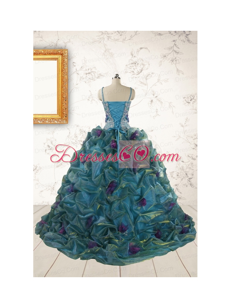 Beautiful Multi-color Straps Appliques Quinceanera Dress