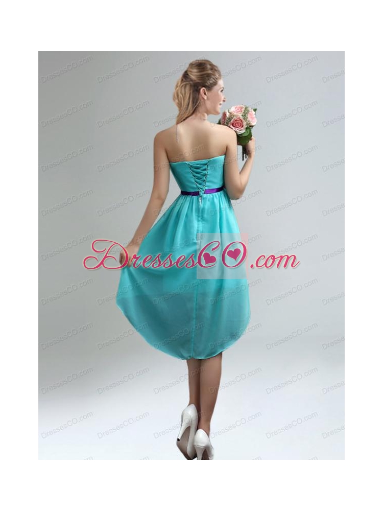 Classical Blue And Purple Bridesmaid Dress with Ruches