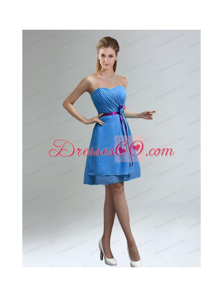 Classical Blue And Purple Bridesmaid Dress with Ruches