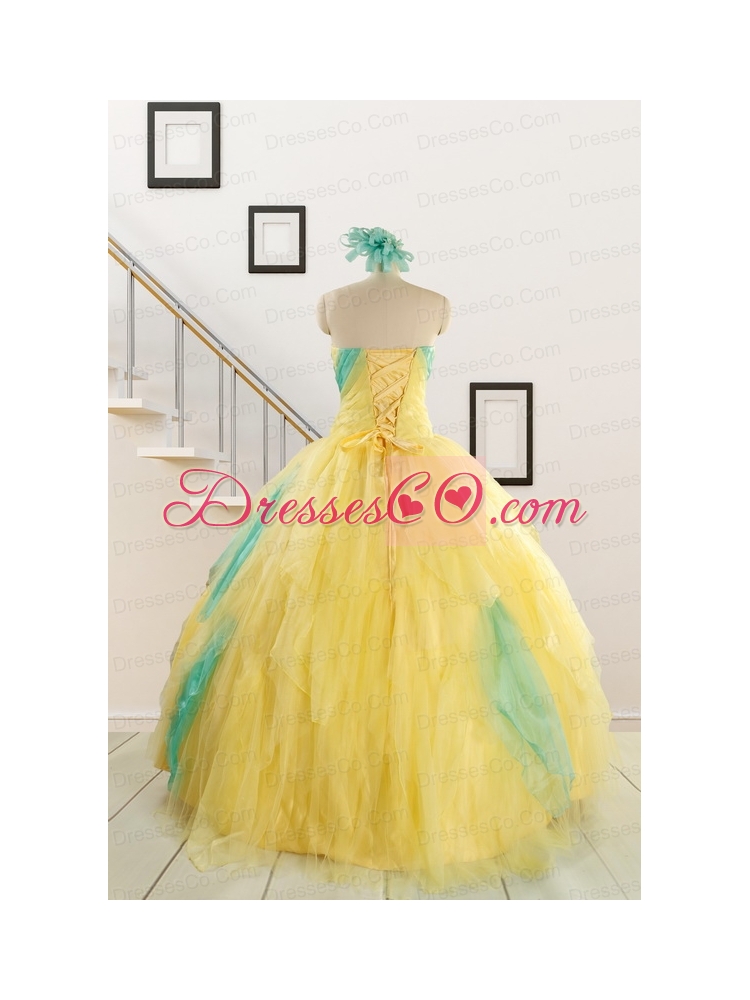 Classical Multi Color Quinceanera Dress with Hand Made Flowers