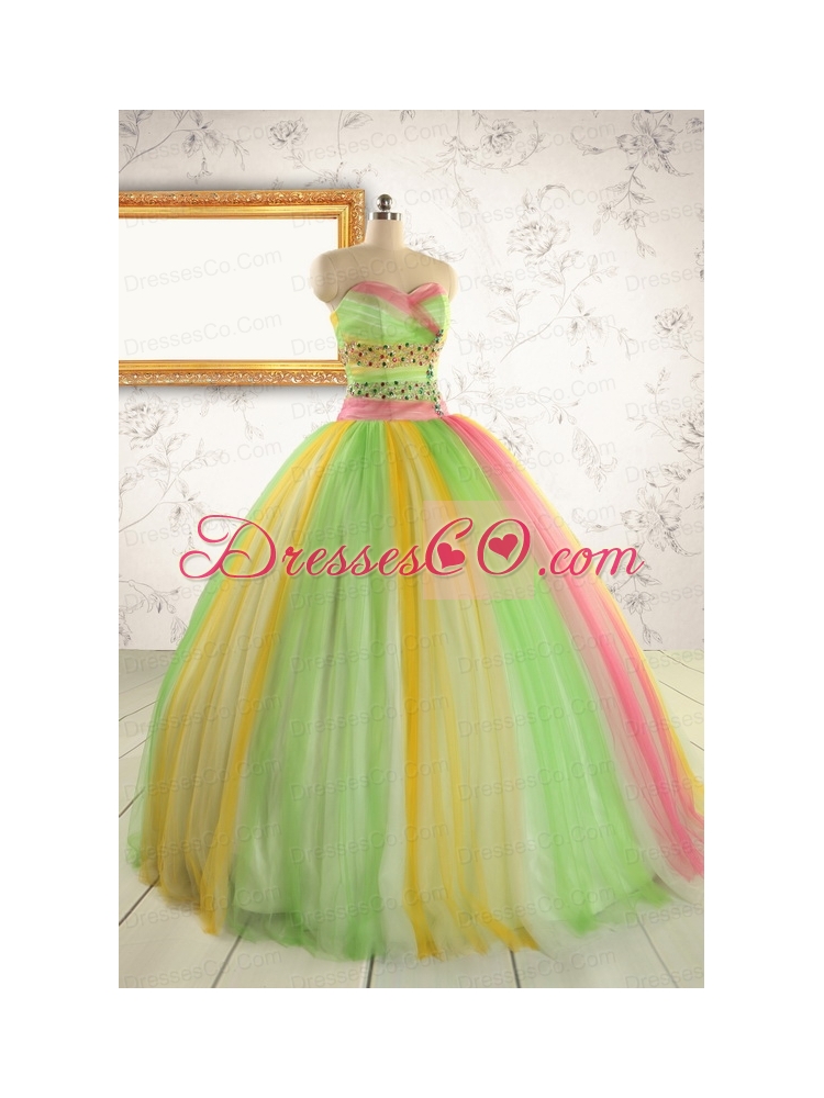Elegant Sweet Sixteen Dress in Multi Color for