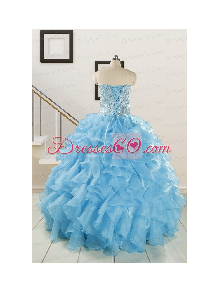 Luxurious Beading Blue Quinceanera Dress