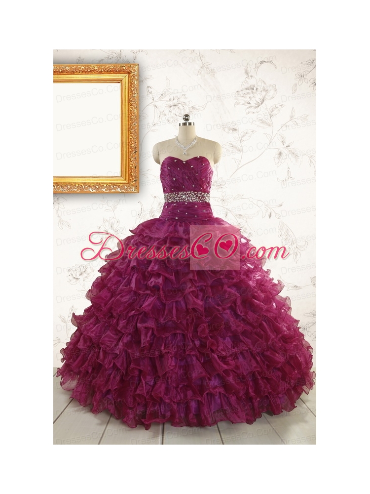 Modest Beading and Ruffles Quinceanera Dress with Sweetheart