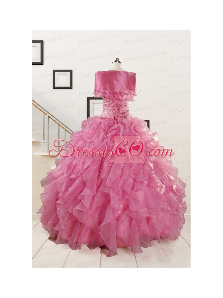 Pink  Pretty Quinceanera Dress with Ruffles