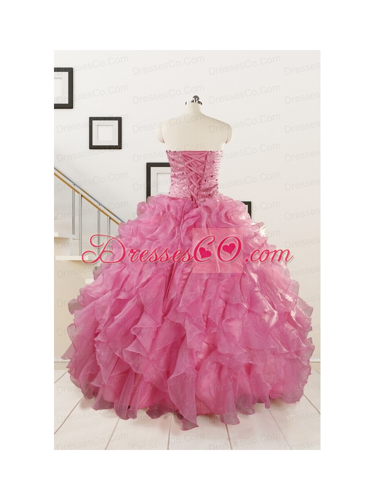 Pink  Pretty Quinceanera Dress with Ruffles