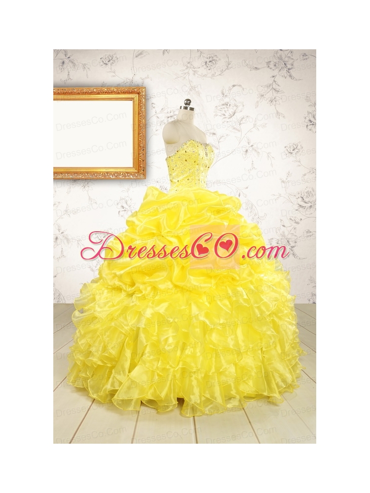 Popular Yellow Quinceanera Dress with Beading