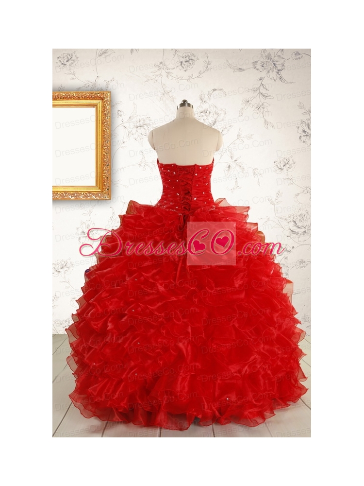 Pretty Ball Gown  Red Quinceanera Dress with Beading