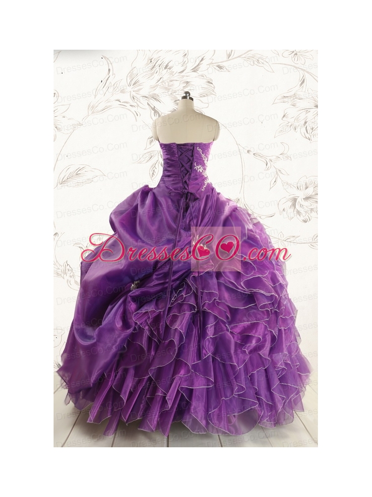 Romantic Purple Ball Gown  Quinceanera Dress with Appliques and Ruffles