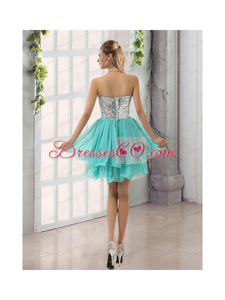 A Line Bridesmaid Dress with Sequins and Handle Made Flowers