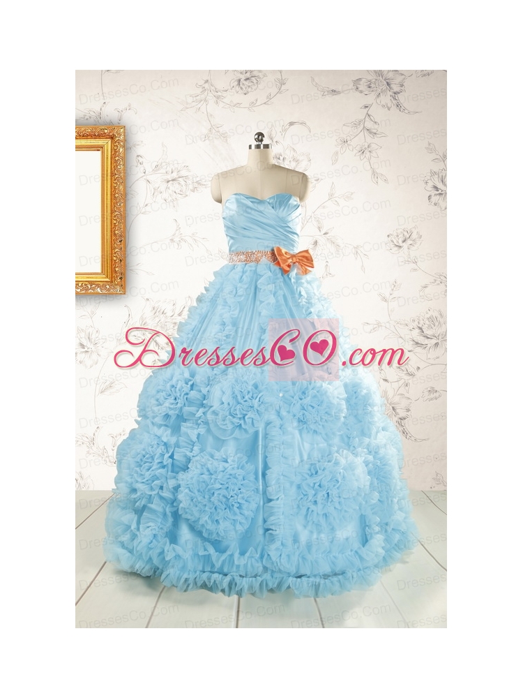Unique Beading Aqua Blue Quinceanera Dress