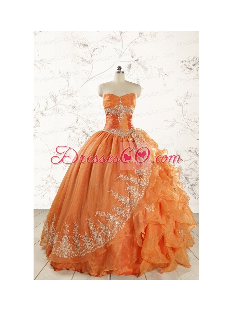 Cheap Appliques Quinceanera Dress in Orange