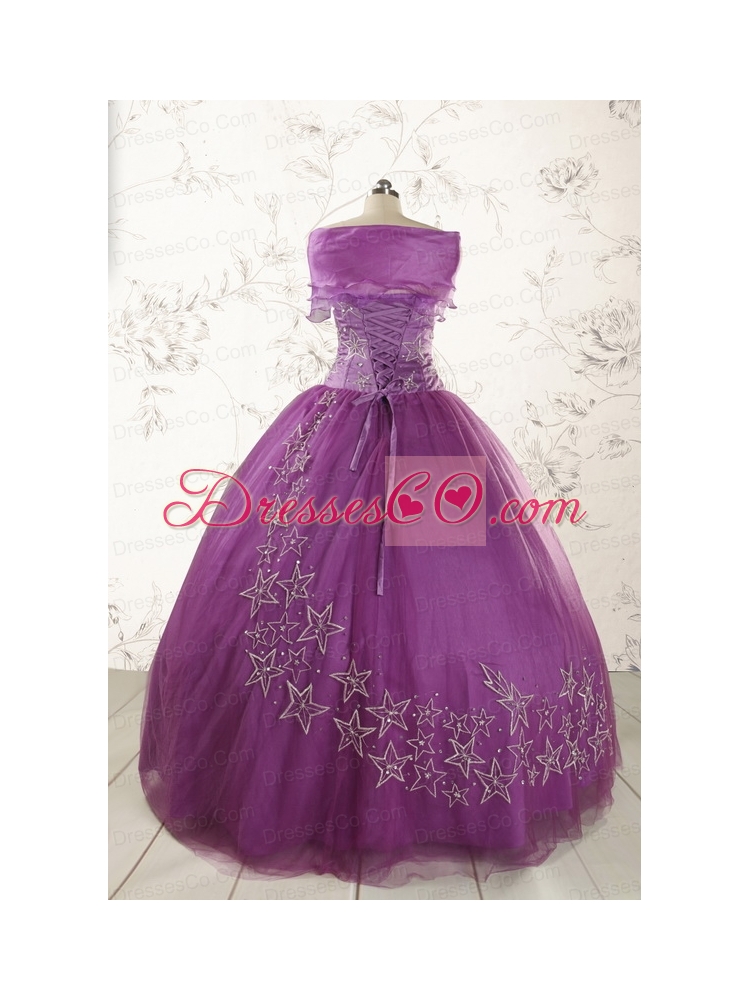 Formal Purple Quinceanera Dress with Appliques