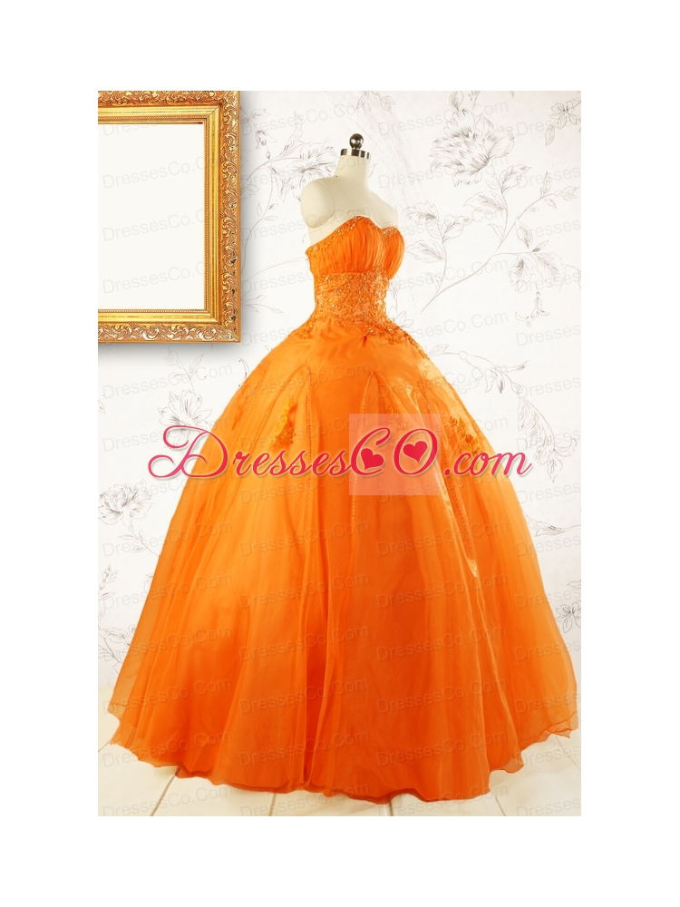 Princess Orange Quinceanera Dress with Appliques