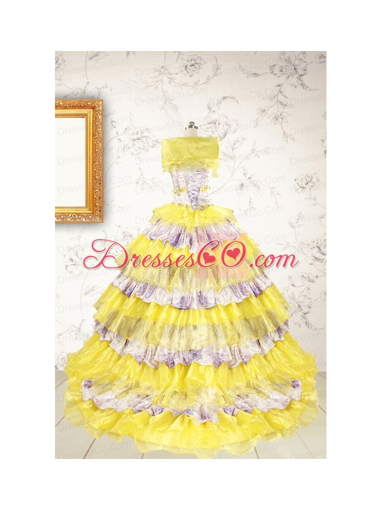 Printed and Ruffles Multi-color Quinceanera Dresses