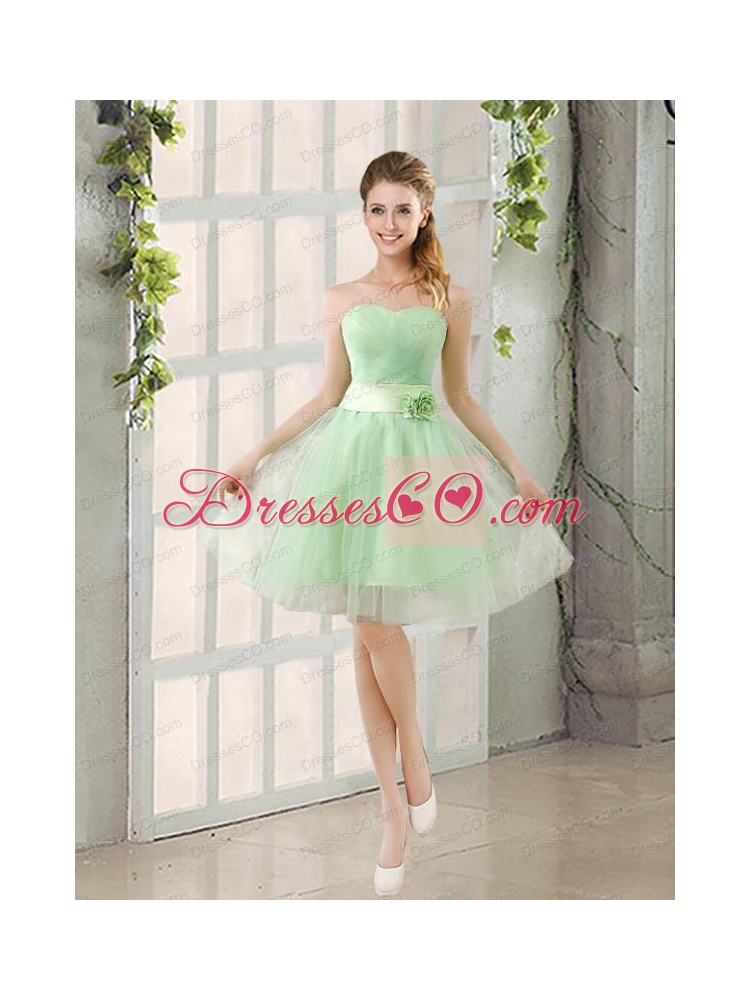 A Line Lace Up Bridesmaid Dress in Apple Green