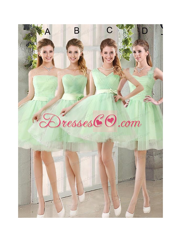 A Line Lace Up Bridesmaid Dress in Apple Green